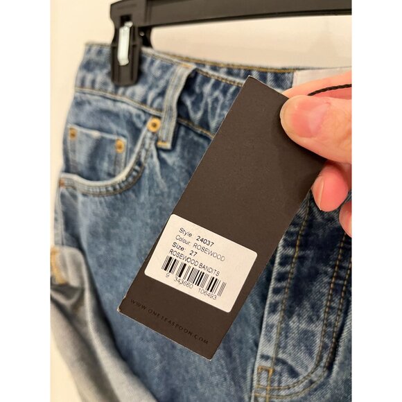 NWT OneTeaspoonRosewood Blue Bandits Low Waist Denim Shorts Sz 27 - Picture 7 of 11